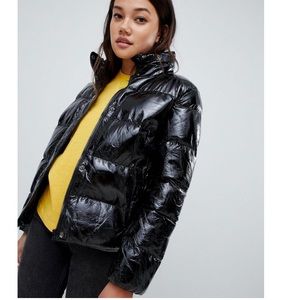 Black Shiny Puffer Jacket size XS